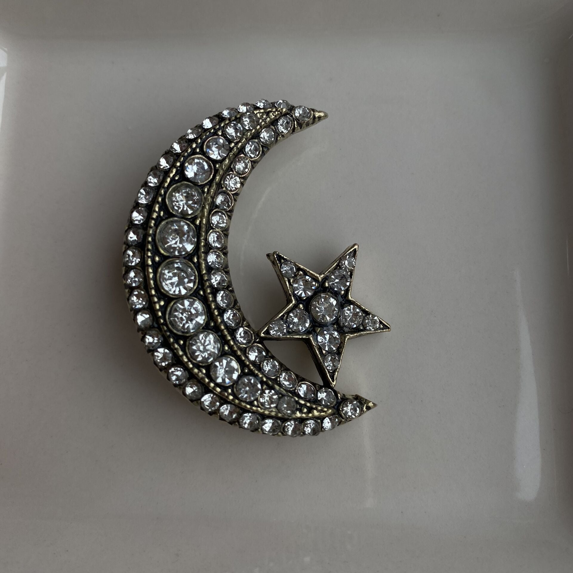 Taşlı Ay Yıldız Broş