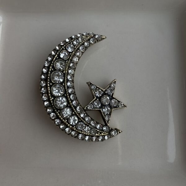 Taşlı Ay Yıldız Broş