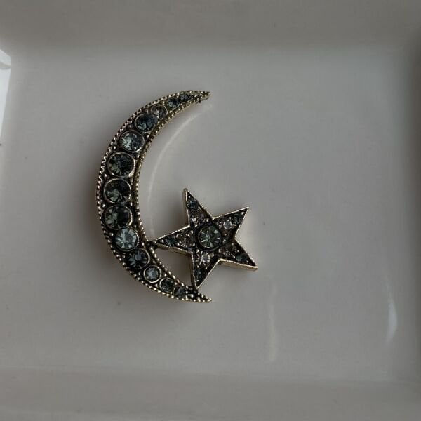 Ortası Taşlı Ay Yıldız Broş