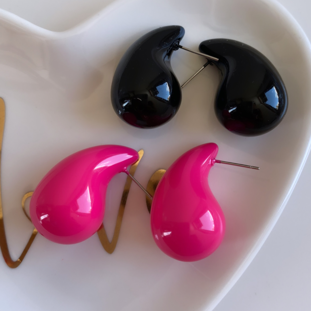 İthal Renkli Marka Model Damla Küpe-3,5 cm