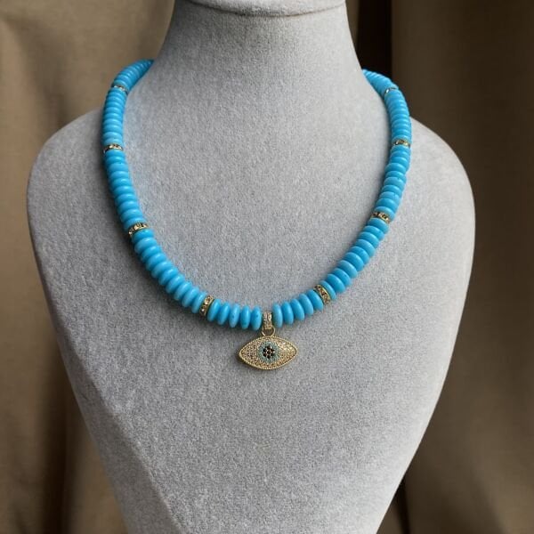 Zirkon Taşlı Göz Kolye