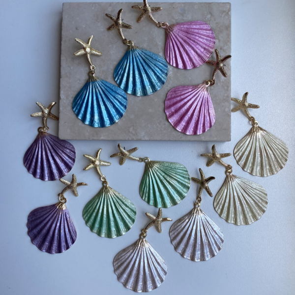 Renkli Deniz Kabuğu Küpe