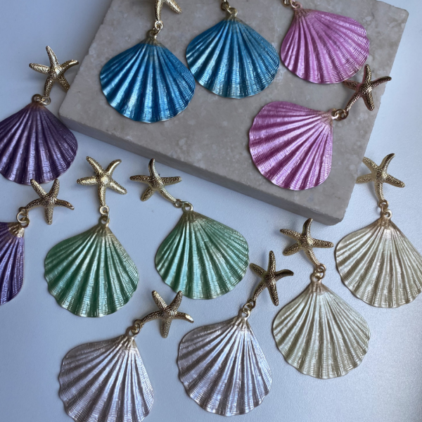 Renkli Deniz Kabuğu Küpe