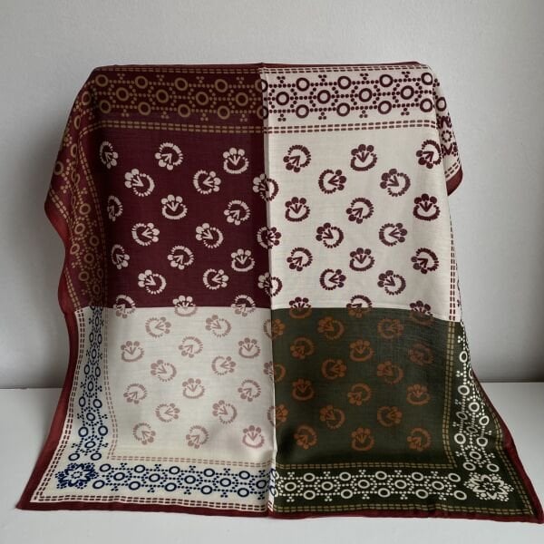 Yeşil Bordo Desenli Şal 70*70