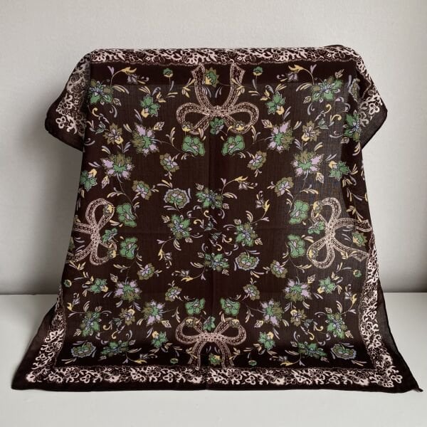 Kahve Yeşil Desenli Şal 70*70