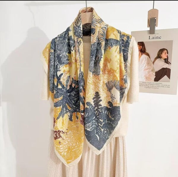 Sarı Laci Desenli Şal 90*90