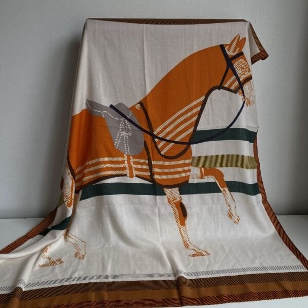 Turuncu At Desenli Şal 90*90