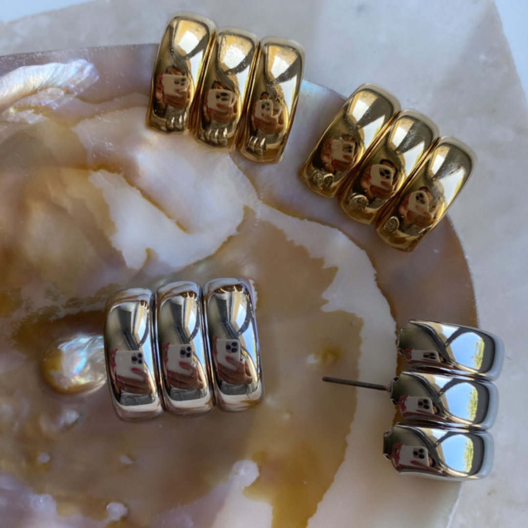 Altın Kaplama Çoklu Halka Küpe