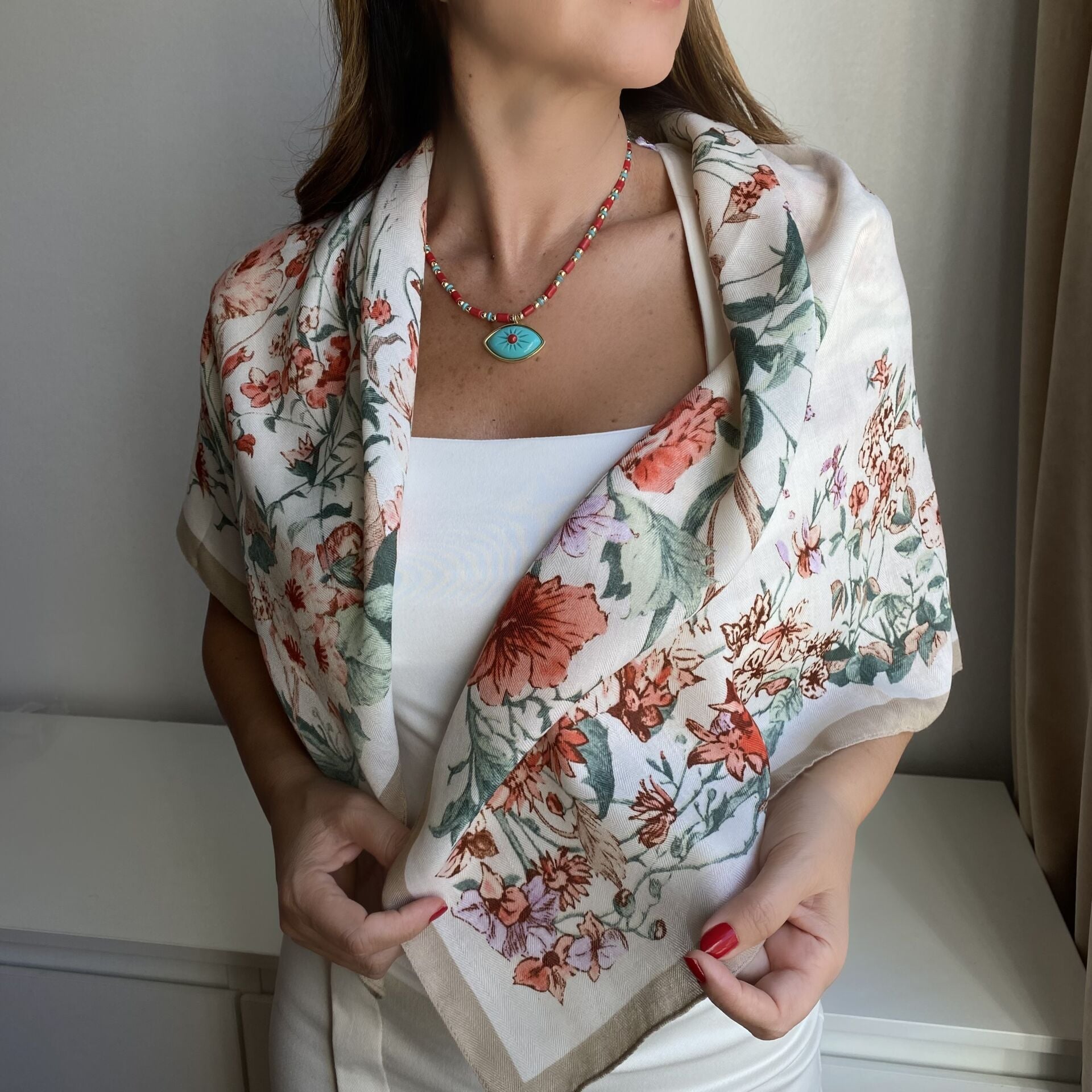 Pembe Desenli Şal 90*90