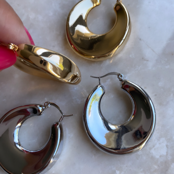 Altın Kaplama Bombeli Halka Küpe