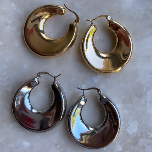 Altın Kaplama Bombeli Halka Küpe