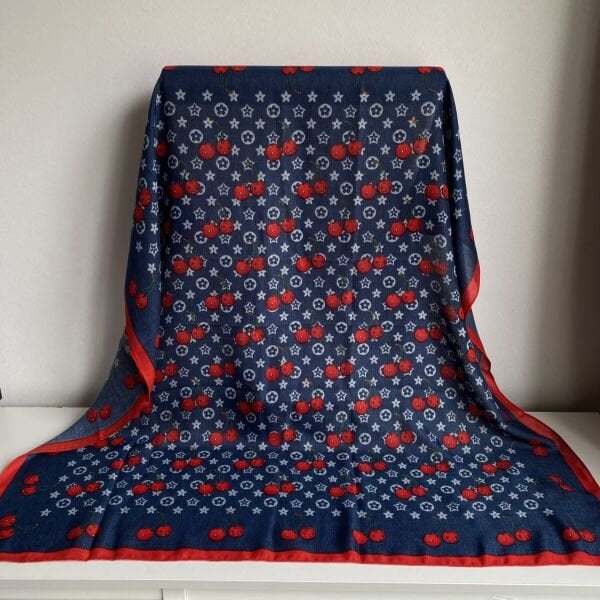 Laci Kiraz Desenli Şal 90*90