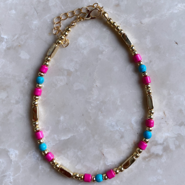 Pembe Boncuk Detaylı Halhal