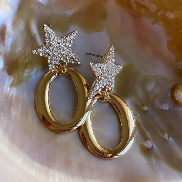 Taşlı Yıldız Küpe