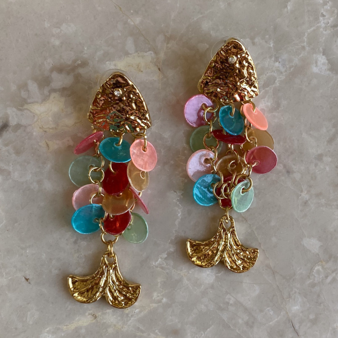 Marka Renkli Pullu Balık Küpe