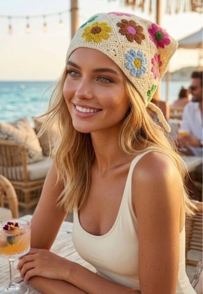 Çiçekli Üçgen Bandana