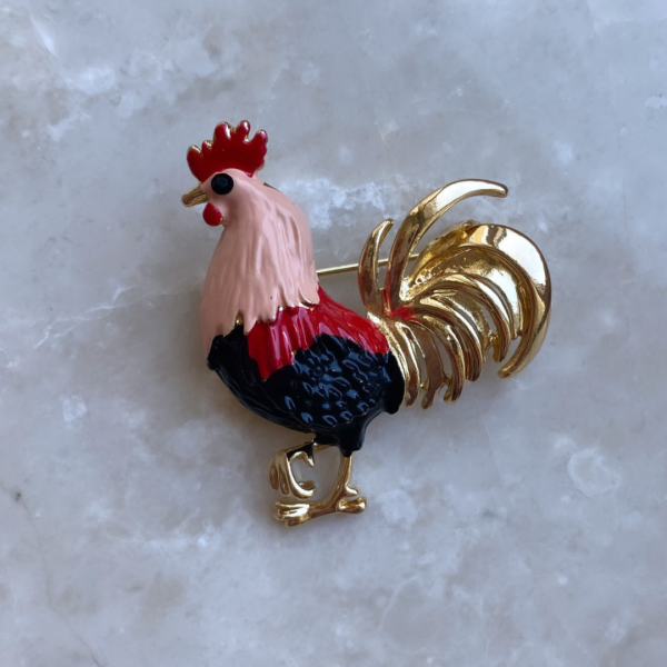 Gold Detaylı Horoz Broş
