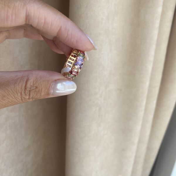 Renkli Baget Taşlı Yüzük- 16 numara