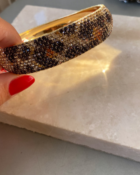 Marka Kalın Leopar Bilezik-Gold