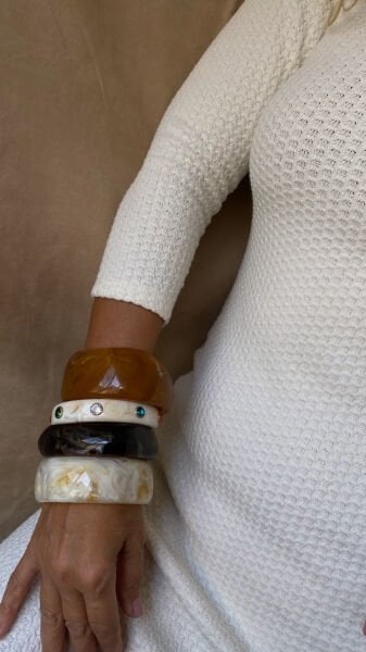 Kahve Asimetrik Akrilik Bilezik