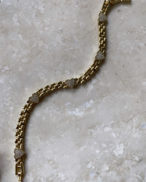 Özel Seri Gold Kalpli Taşlı Bileklik