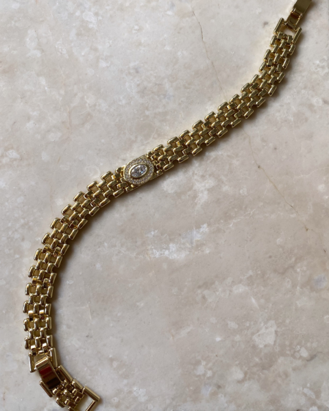 Xuping 14 K Gold Ortası Oval  Taşlı Bileklik