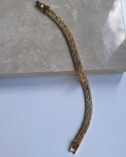 Xuping 14 K Gold Çizgi Detaylı Bileklik