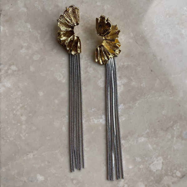 Marka Model Gold Silver Zincir Küpe