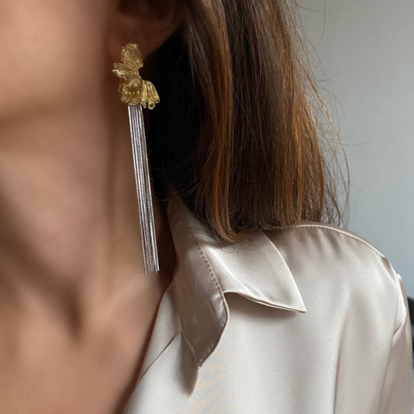 Marka Model Gold Silver Zincir Küpe