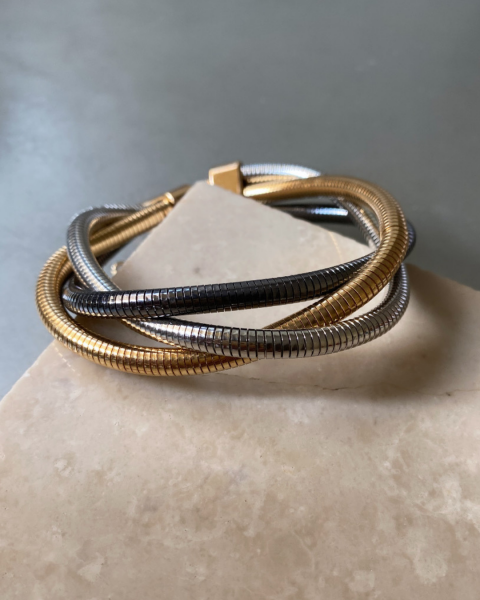 Altın Kaplama Üç Renkli Tel Bileklik