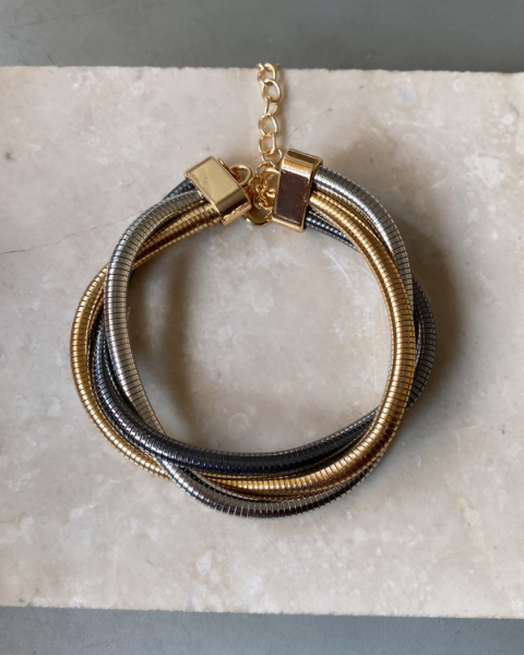 Altın Kaplama Üç Renkli Tel Bileklik