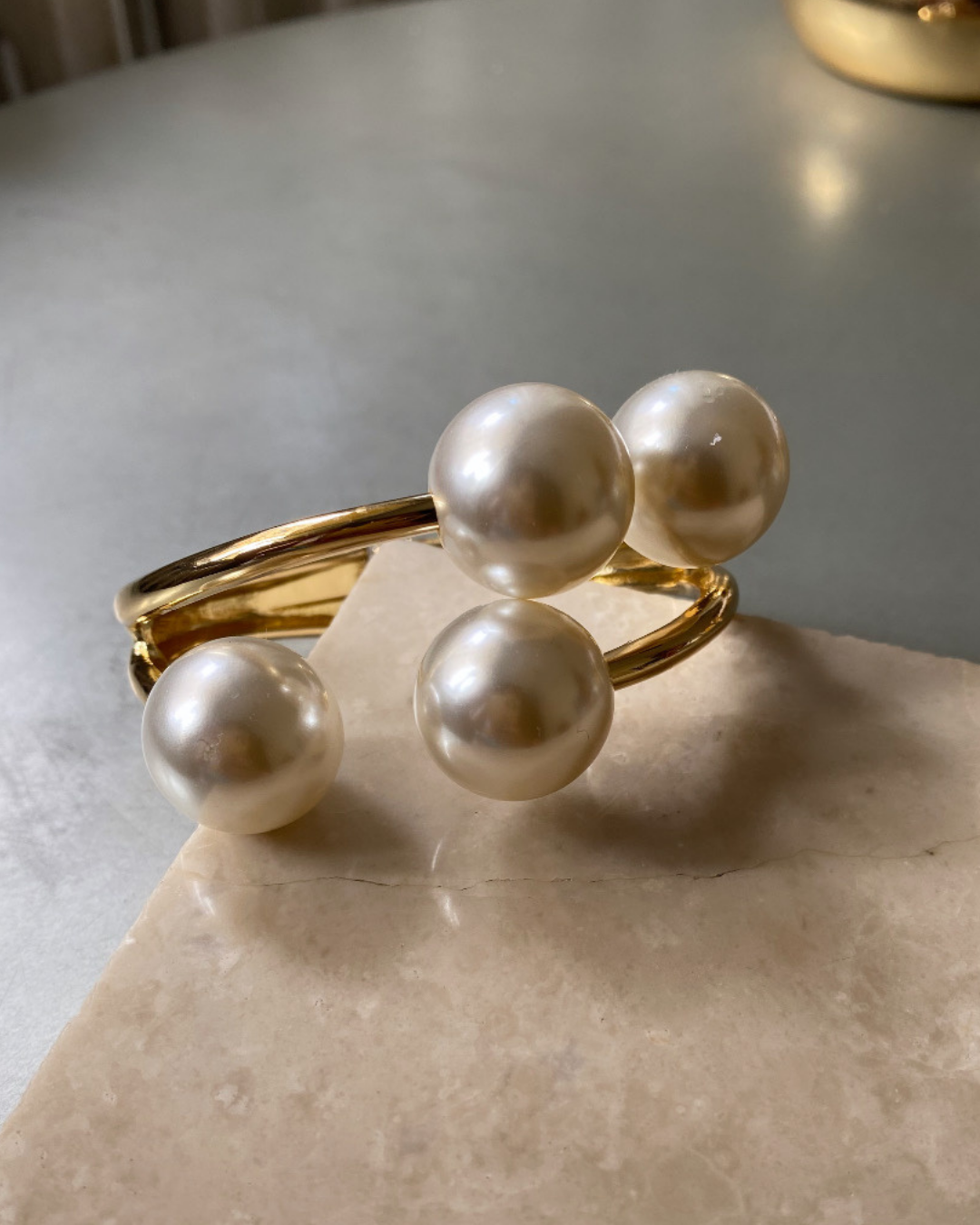 Altın Kaplama Dört İncili Kelepçe Bileklik