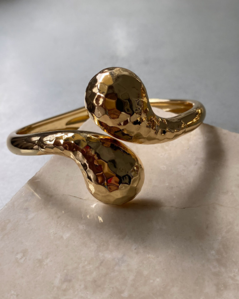 Altın Kaplama Dövme Plaka Yılan Kelepçe Bileklik