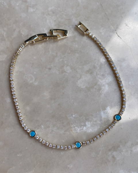 Özel Seri Mavi Taşlı İnce Su Yolu Bileklik