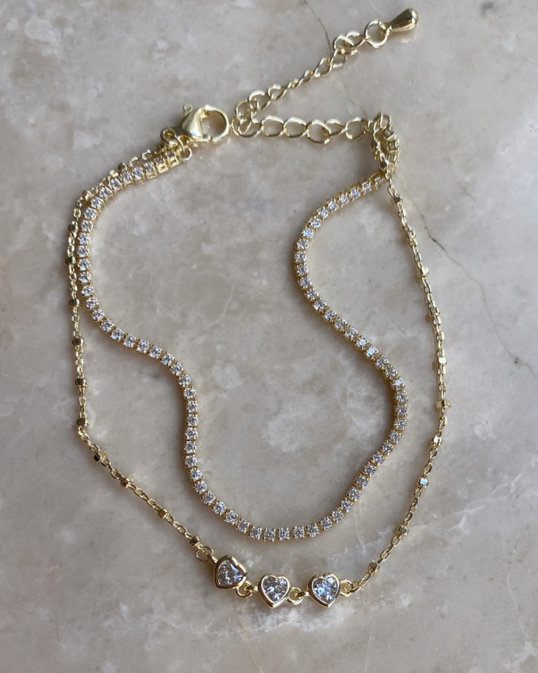 Özel Seri Taşlı Kalpli İkili Bileklik