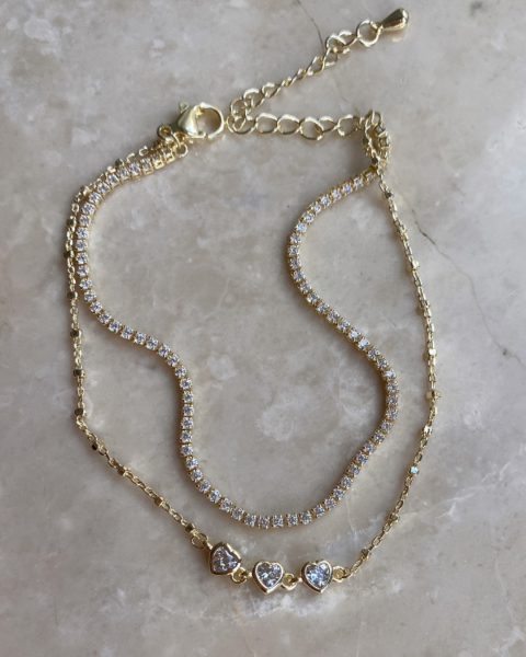 Özel Seri Taşlı Kalpli İkili Bileklik