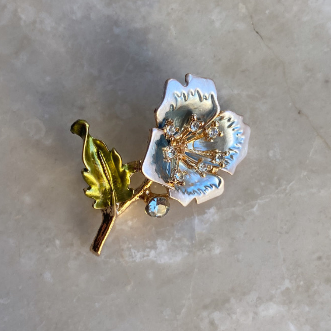 Mavi Çiçek Broş