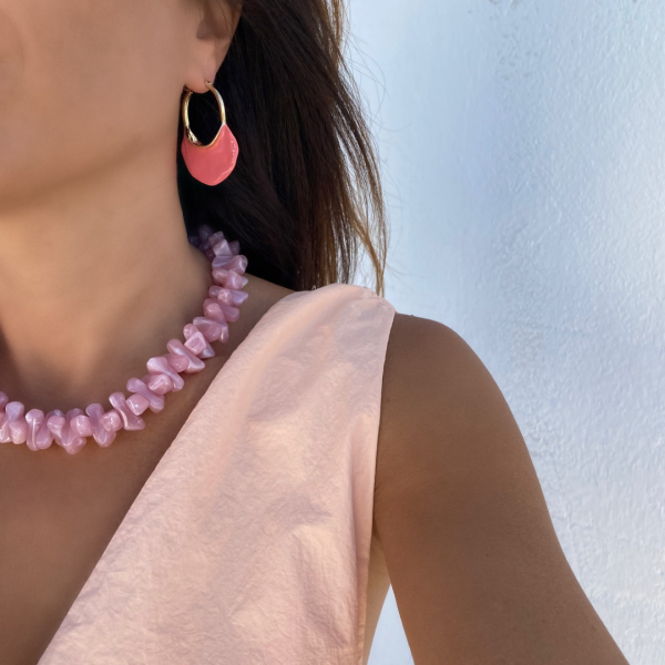 Marka Pembe Mineli Küpe