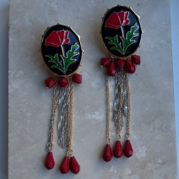 Marka Model Kırmızı Çiçek Küpe