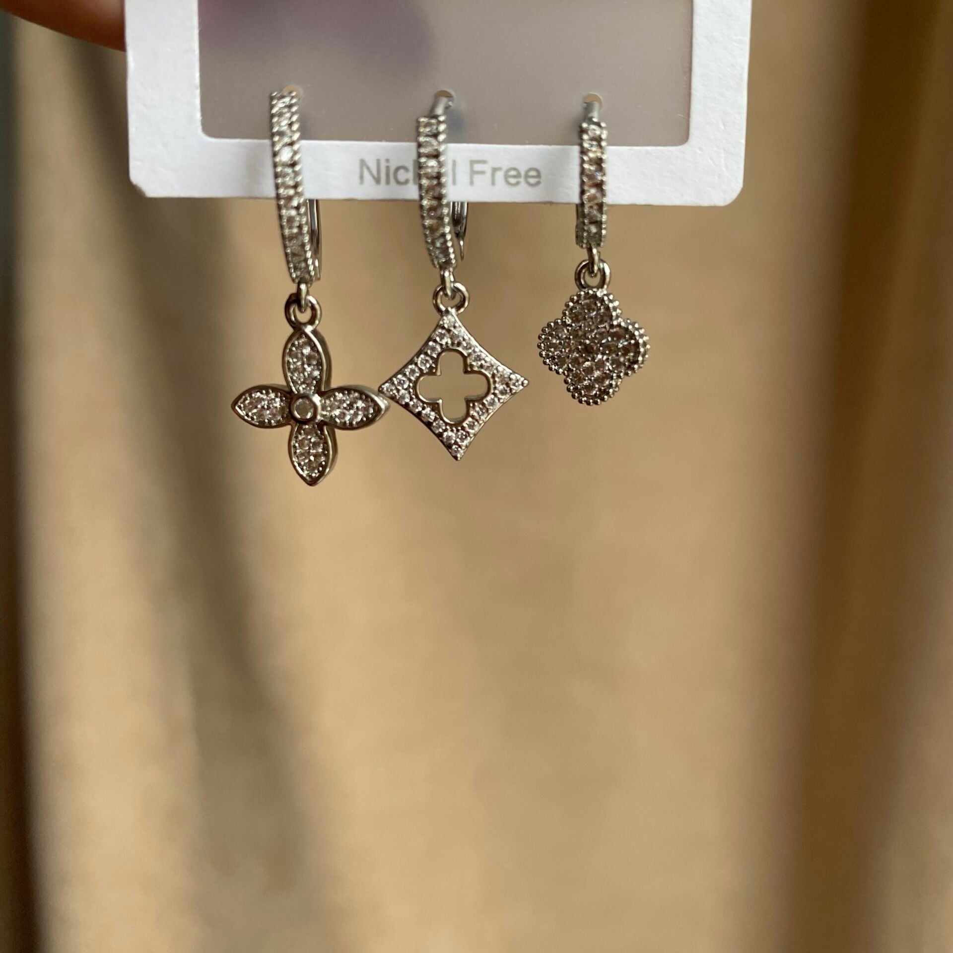 Üçlü Yonca Set Küpe- Silver