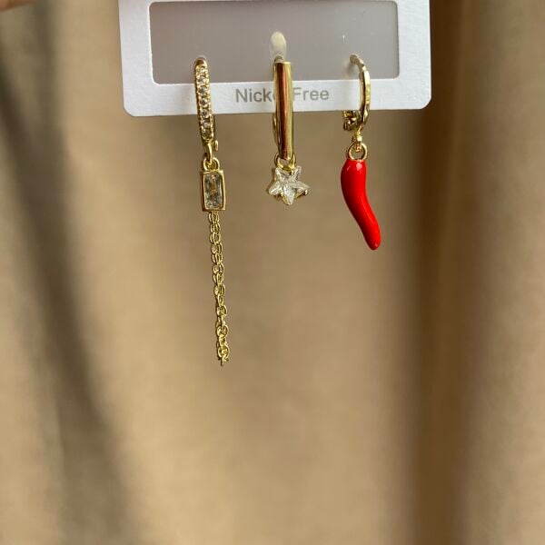 Üçlü Biber Set Küpe
