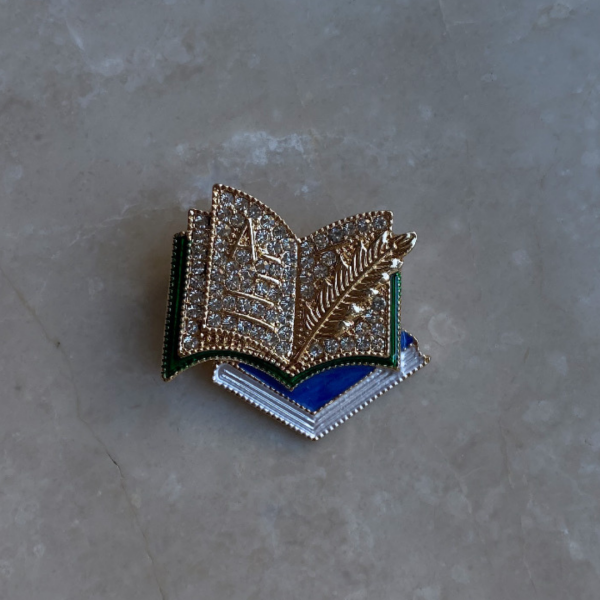 Taşlı Mavi Kitap Broş