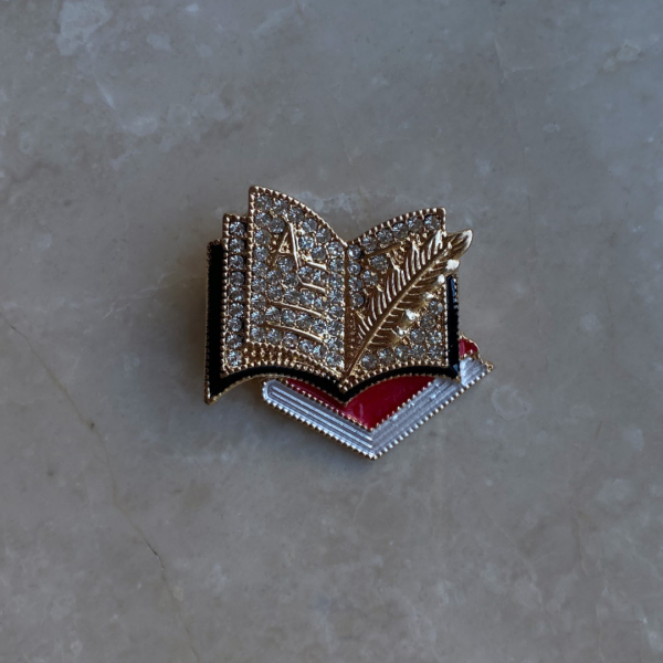 Taşlı Kırmızı Kitap Broş