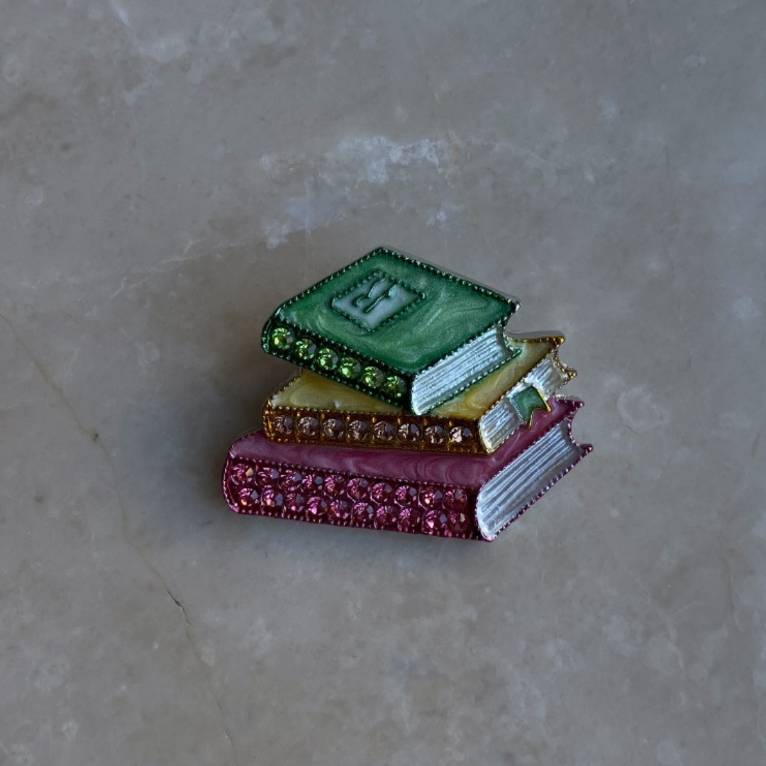 Pembe Taşlı Kitap Broş