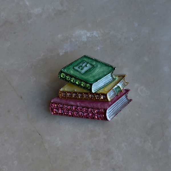 Pembe Taşlı Kitap Broş