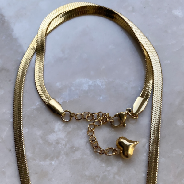 Çelik İtalyan Yassı Kolye-Gold 40 cm