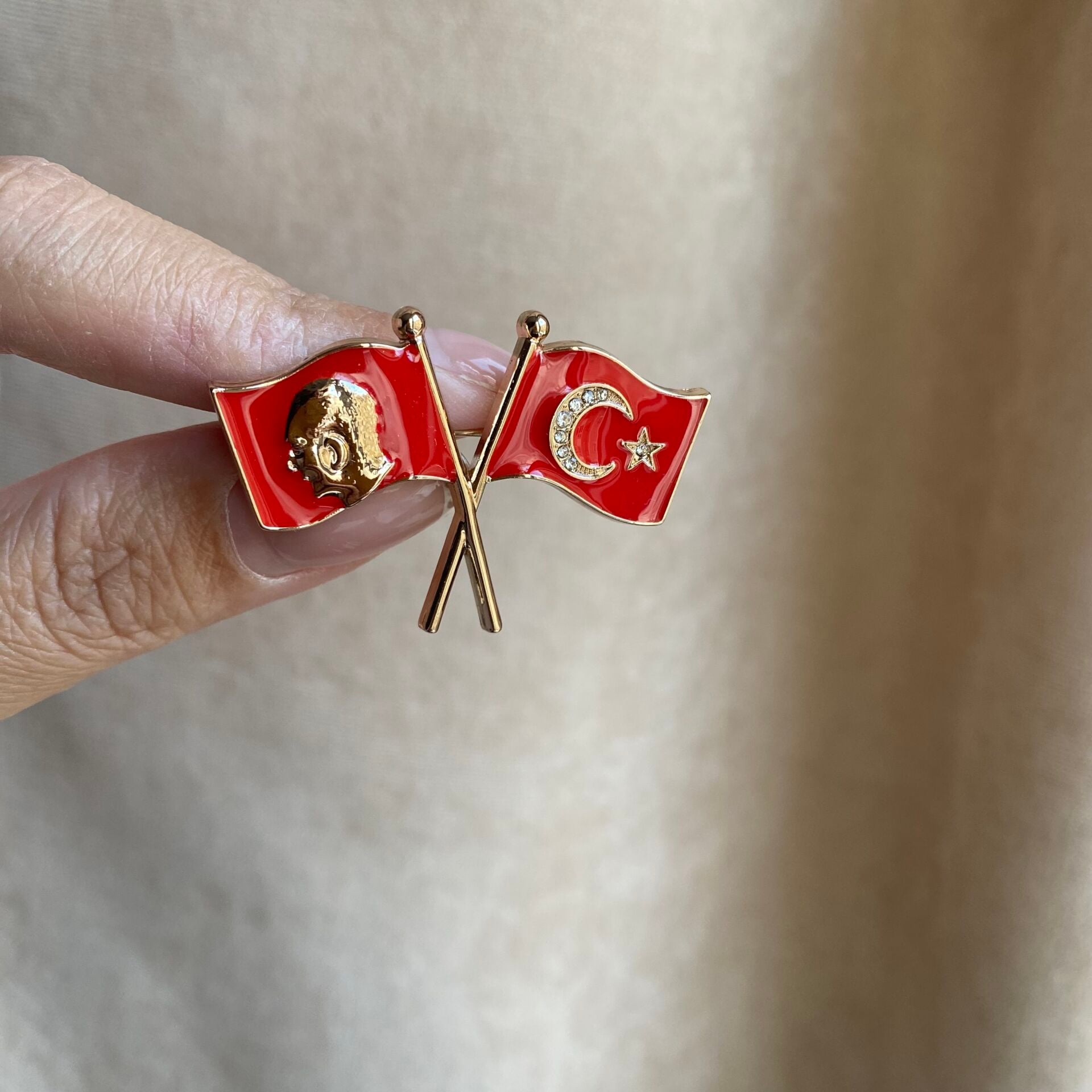 Mineli İkili Bayrak Broş