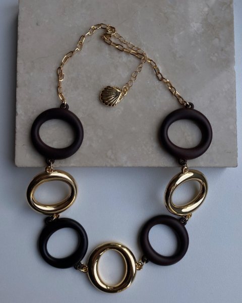 Altın Kaplama Kahve Gold Halka Kolye