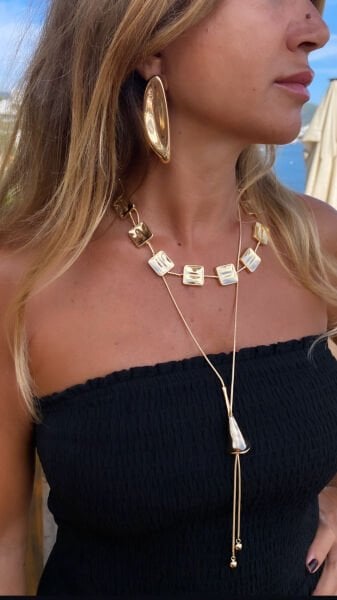 Asansörlü Lale Kolye- Gold