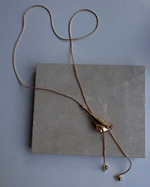 Asansörlü Lale Kolye- Gold